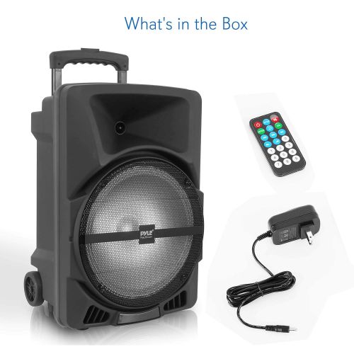  Pyle Wireless Portable PA Speaker System - 800W High Powered bluetooth Compatible Indoor and Outdoor DJ Sound Stereo Loudspeaker wUSB SD MP3 AUX 3.5mm Input, Flashing Party Light & FM