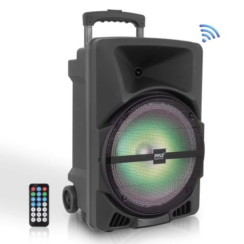  Pyle Wireless Portable PA Speaker System - 800W High Powered bluetooth Compatible Indoor and Outdoor DJ Sound Stereo Loudspeaker wUSB SD MP3 AUX 3.5mm Input, Flashing Party Light & FM