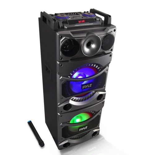  Pyle PSUFM1038BT Bluetooth PA Loudspeaker Karaoke Entertainment System, Wireless Mic