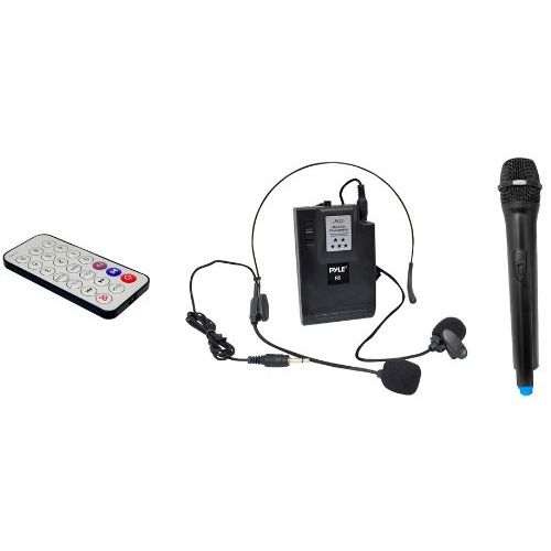  Pyle PYLE-PRO PWMA160 Dual Channel 400 Watt Wireless PA System with USBSD, Wireless Microphones (1 Lavalier, 1 Handheld)