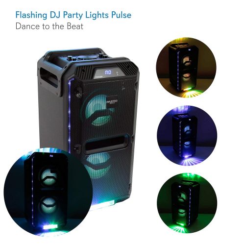  Pyle Portable Active PA Speaker System - 500W Outdoor Wireless Bluetooth Compatible Battery Powered Rechargeable Karaoke Sound Speaker Microphone Set w MP3 USB FM Radio Aux DJ LED Light