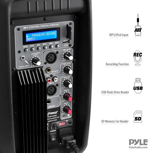  PYLE-PRO Wireless Portable PA System-800W High Active Outdoor Sound Speaker wUSB SD MP3 RCA XLR AUX 14 Microphone in FM Radio-35mm Mount, Remote, Power Cable-Pyle (PPHP103MU)
