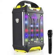 Pyle Wireless PA System Karaoke Speaker Flashing DJ Lights, Built-in Rechargeable Battery,Bluetooth Wireless Microphone, Recording Ability, MP3USBSDFM (PWMA275BT)