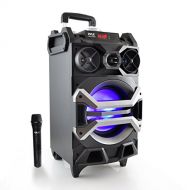Pyle 500 Watt Outdoor Portable Bluetooth Karaoke Speaker System - PA Stereo with 8 Subwoofer, DJ Lights Rechargeable Battery Wireless Microphone, Recording Ability, MP3/USB/SD/FM R