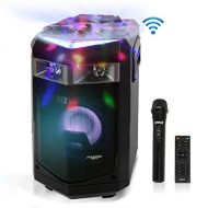 Pyle Wireless Portable PA Speaker System - 500W Bluetooth Compatible Battery Powered Rechargeable Outdoor Speaker Microphone Set with Mic Talkover MP3 USB SD FM Radio AUX, LED Dj Lights