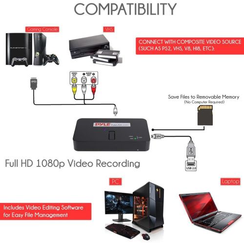  Pyle PVRC52.5 HD External Capture Card Video Recording System - Record Full HD 1080p Video