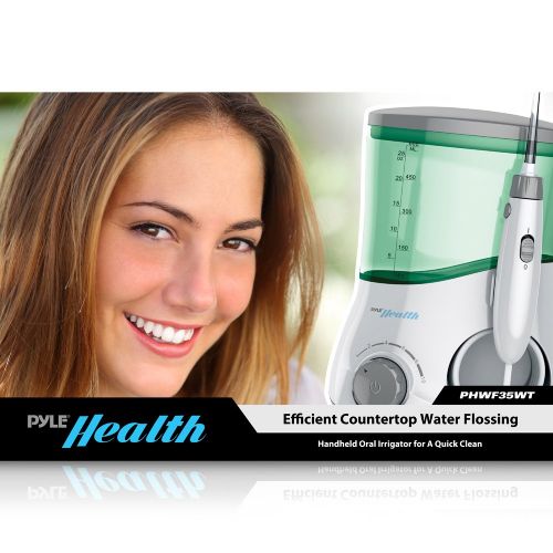  Pyle Electric Water Flosser Oral Irrigator - Natural Dental Care Set w/ 3 Power Nozzle Tips & High Pressure...