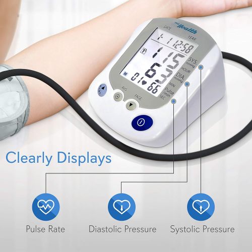  Pyle Digital Blood Pressure Monitor - Portable Automatic Pulse Rate Systolic Diastolic BP Tracker Machine- Standard Cuff Fits Large, Any Size Upper Arm