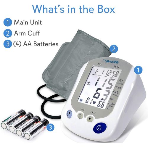  Pyle Digital Blood Pressure Monitor - Portable Automatic Pulse Rate Systolic Diastolic BP Tracker Machine- Standard Cuff Fits Large, Any Size Upper Arm