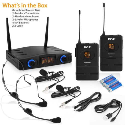  Pyle Pro PDWM2958B 2-Person Wireless Combo Microphone System