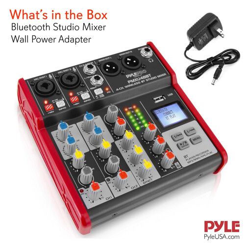  Pyle Pro PMX48BT 4-Channel DJ Mixer with Bluetooth and USB Interface