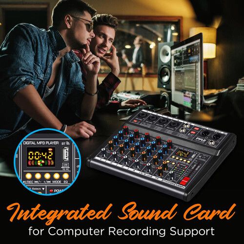  Pyle Pro PMX466 6-Channel Audio Mixer with Built-In FX and USB Interface