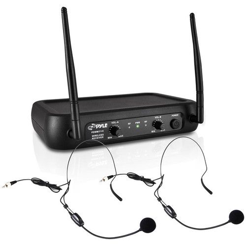  Pyle Pro PDWM2145 2-Person VHF Wireless Microphone System with 2 Lav & 2 Headset Mics (174 to 216 MHz)