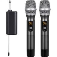 Pyle Pro PDWMU214 2-Person Wireless UHF Microphone System with 2 Handheld Mics & Plug-In Receiver
