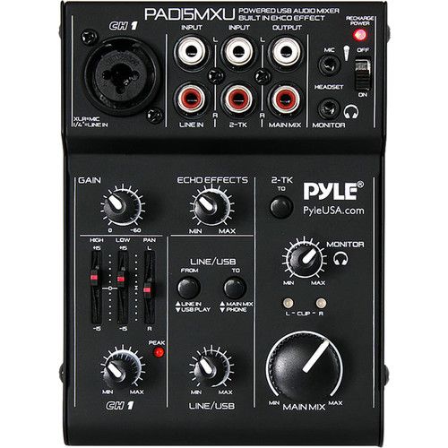  Pyle Pro PAD15MXU 3-Channel USB Audio/Sound Mixer Recording Interface