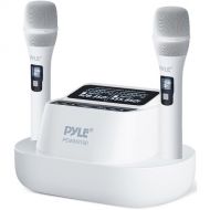 Pyle Pro PDWM3100 Digital UHF Wireless System with Two Handheld Microphones (White, 510 to 560 MHz)