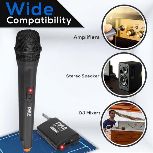  Pyle Pro PDWM91 VHF Wireless Handheld Microphone & Plug-In Receiver