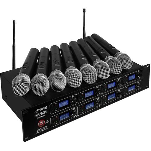  Pyle Pro PDWM8250 8-Channel Rackmount Wireless Handheld Microphone System (523 to 597 MHz)