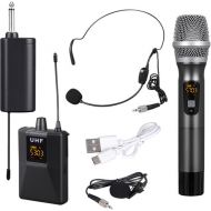 Pyle Pro PDWMU114 Wireless UHF Microphone System with Handheld Mic, Lav Mic, Headset Mic & Plug-In Receiver