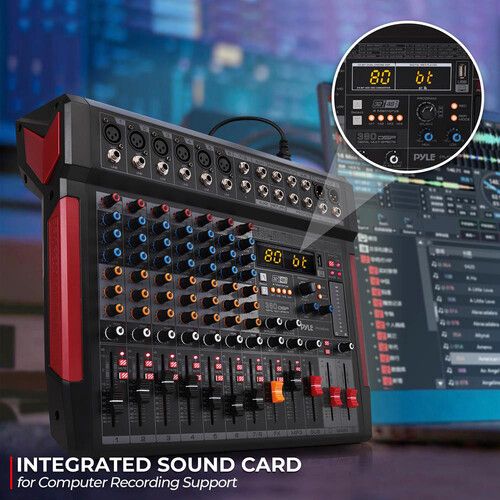  Pyle Pro PMX648 8-Channel Audio Mixer with Recording Interface