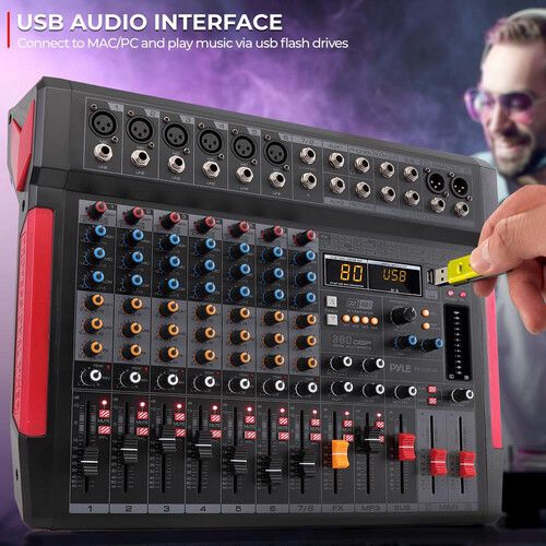  Pyle Pro PMX648 8-Channel Audio Mixer with Recording Interface