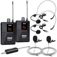 Pyle Pro PDWMU211 2-Person Wireless UHF Microphone System with 2 Lav Mics, 2 Headset Mics & Plug-In Receiver