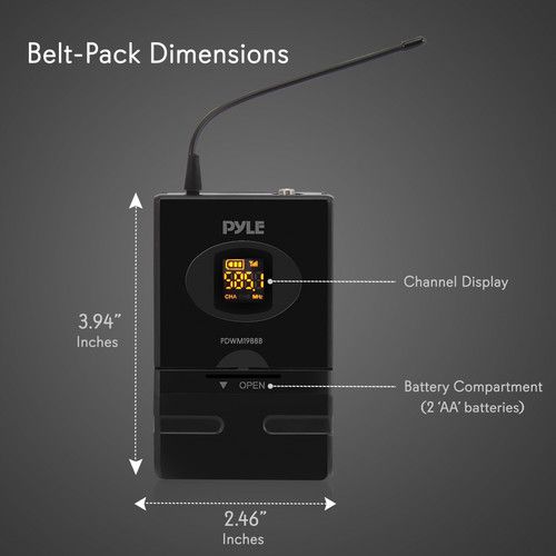  Pyle Pro PDWM1988B Wireless Combo Microphone System (579.1 to 594.1 MHz)