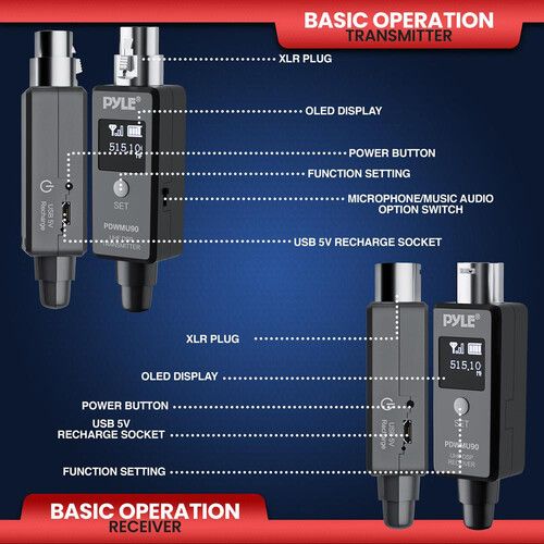  Pyle Pro PDWMU90 Multifunctional Digital UHF Wireless System for Microphones and Instruments (510 to 560 MHz)