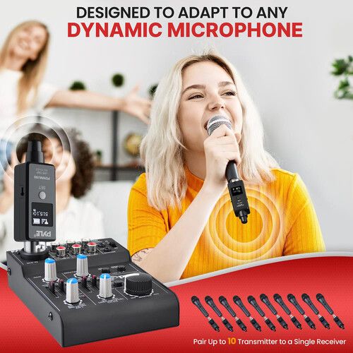  Pyle Pro PDWMU90 Multifunctional Digital UHF Wireless System for Microphones and Instruments (510 to 560 MHz)