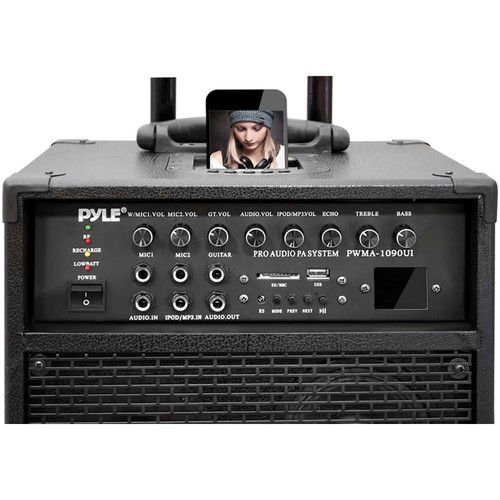  Pyle Pro PWMA1090UI 800W Dual-Channel Wireless Rechargeable Portable PA System