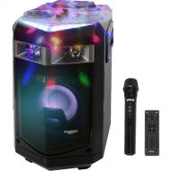 Pyle Pro PWMKRDJ84BT 500W Portable PA Speaker with Bluetooth, Party Lights, and Wireless Mic