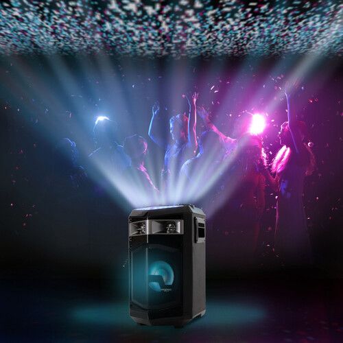  Pyle Pro PWMKRDJ84BT 500W Portable PA Speaker with Bluetooth, Party Lights, and Wireless Mic