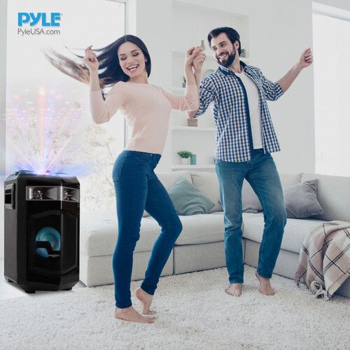  Pyle Pro PWMKRDJ84BT 500W Portable PA Speaker with Bluetooth, Party Lights, and Wireless Mic