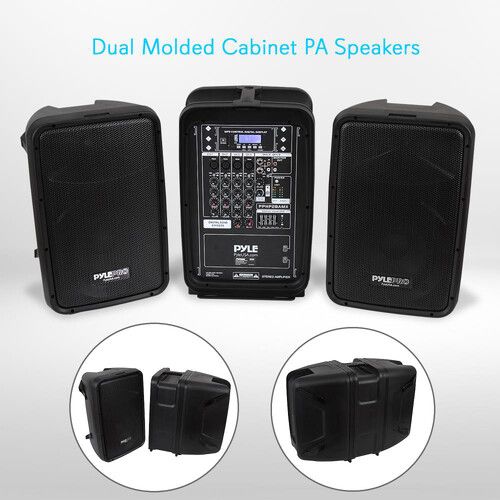  Pyle Pro PPHP28AMX PA Speaker and 300W Amplifier/Mixer DJ Kit with Two 2-Way 8
