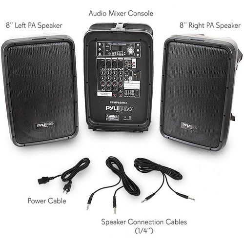  Pyle Pro PPHP898MX Portable Bluetooth Stereo PA System with 8-Channel 600W Mixer