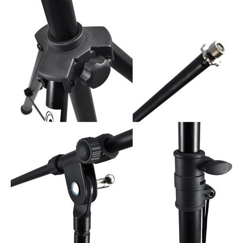  Pyle Pro PMKS56 Heavy-Duty Tripod Mic Stand with Adjustable Height and Extendable Boom (Black)