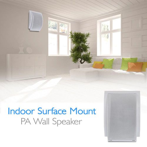  Pyle Pro PDWT6 6.5'' Indoor Surface Mount PA Wall Speaker with 70V Transformer (White)