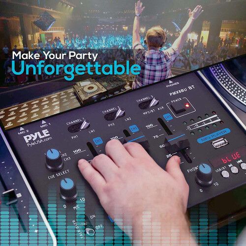  Pyle Pro PMX8BU Wireless 3-Channel DJ Mixer with Bluetooth