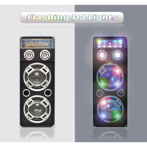  Pyle Pro PSUFM1035A Disco Jam 1000W 2-Way Bluetooth Speaker System with Flashing DJ Lights
