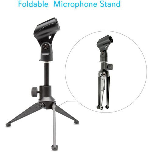  Pyle Pro Desktop Microphone Stand & Compact Table Tripod Mic Holder Mount with Height Adjustment