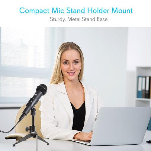  Pyle Pro Desktop Microphone Stand & Compact Table Tripod Mic Holder Mount with Height Adjustment