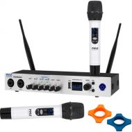 Pyle Pro UHF 2-Channel Wireless Handheld Microphone System with Bluetooth (510 to 590 MHz, White)