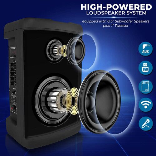  Pyle Pro PPHP1274B Two-Way 500W PA Speaker with Wireless Microphone