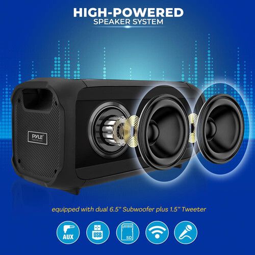  Pyle Pro Wireless BT BoomBox Stereo Speaker System