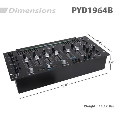  Pyle Pro PYD1964B.5 6-Channel DJ Mixer with Bluetooth