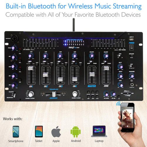  Pyle Pro PYD1964B.5 6-Channel DJ Mixer with Bluetooth