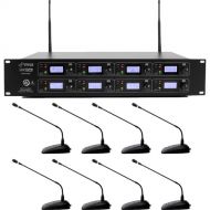 Pyle Pro PDWM8880 Wireless UHF Microphone Conference System with 8 Gooseneck Mics