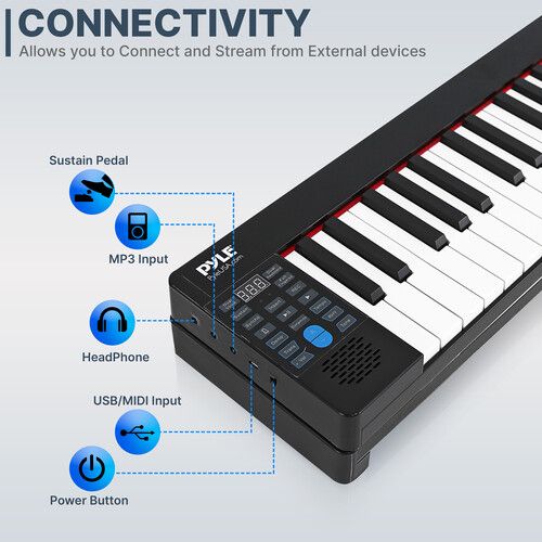  Pyle Pro PKBRD6100 61-Key Touch-Sensitive Foldable Portable Keyboard