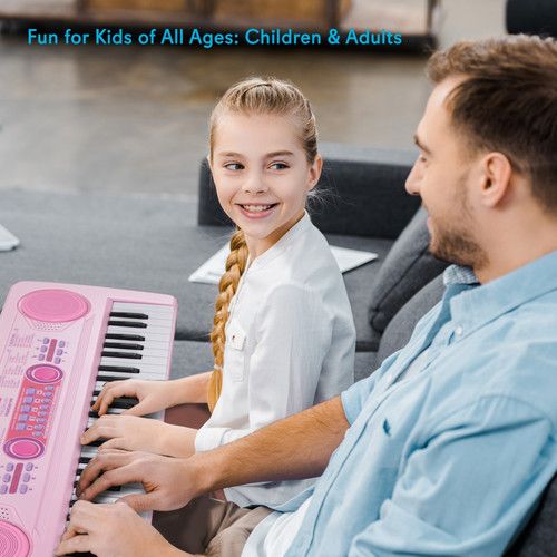  Pyle Pro Portable 49-Key Electronic Keyboard (Rechargeable, Pink)