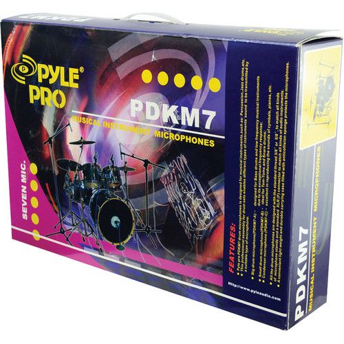  Pyle Pro PDKM7 7 Piece Drum Microphone Kit with Mounts
